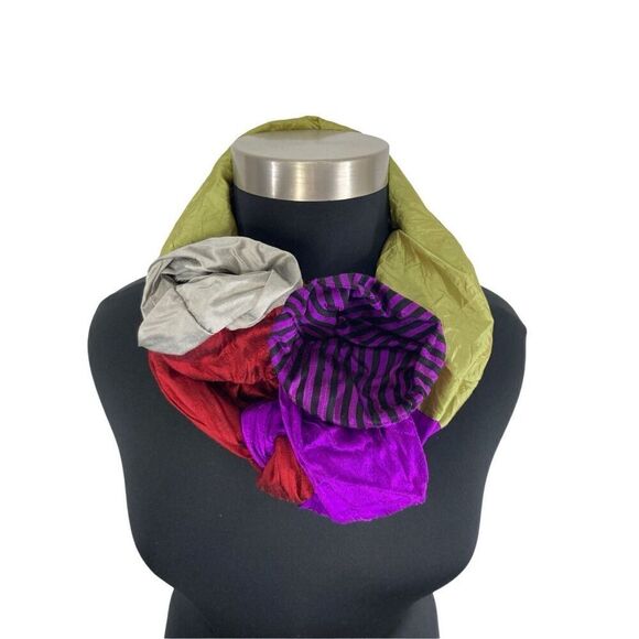 Xiao Magic Multi Colored Silk Scarf Art Purple Stripe Beetlejuice Wicked Goth - Picture 9 of 14